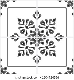 Talavera design, vintage Tile pattern, Azulejos Portugal, Turkish ornament, Ceramic tableware, folk print, Mediterranean seamless wallpaper decor vector illustration