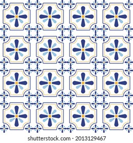 Patrón de Talavera. Resumen del patrón étnico geométrico. Diseño para tela, textil, baldosas, papel pintado de mosaico y fondo. Ilustración vectorial.