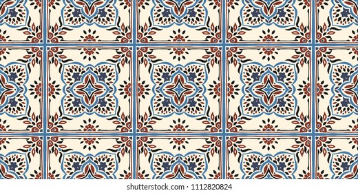 Talavera pattern.  Azulejos portugal. Turkish ornament. Moroccan tile mosaic. Spanish porcelain. Ceramic tableware, folk print. Spanish pottery. Ethnic background. Mediterranean seamless  wallpaper.