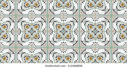 Talavera pattern.  Azulejos portugal. Turkish ornament. Moroccan tile mosaic. Spanish porcelain. Ceramic tableware, folk print. Spanish pottery. Ethnic background. Mediterranean seamless  wallpaper.