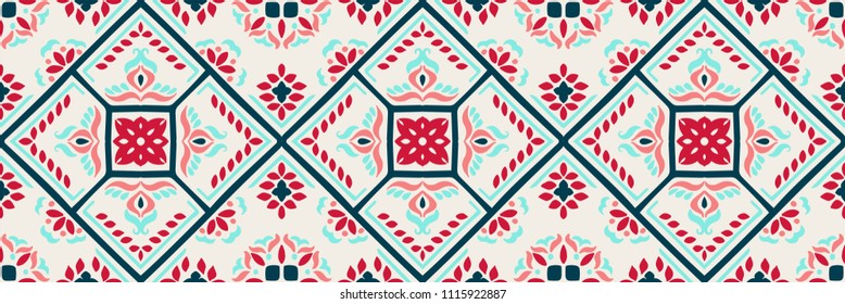 Talavera pattern.  Azulejos portugal. Turkish ornament. Moroccan tile mosaic. Spanish porcelain. Ceramic tableware, folk print. Spanish pottery. Ethnic background. Mediterranean seamless  wallpaper.