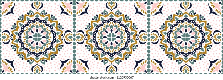Talavera pattern.  Azulejos portugal. Turkish ornament. Moroccan tile mosaic. Spanish porcelain. Ceramic tableware, folk print. Spanish pottery. Ethnic background. Mediterranean seamless  wallpaper.