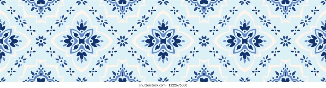 Talavera pattern.  Azulejos portugal. Turkish ornament. Moroccan tile mosaic. Spanish porcelain. Ceramic tableware, folk print. Spanish pottery. Ethnic background. Mediterranean seamless  wallpaper.