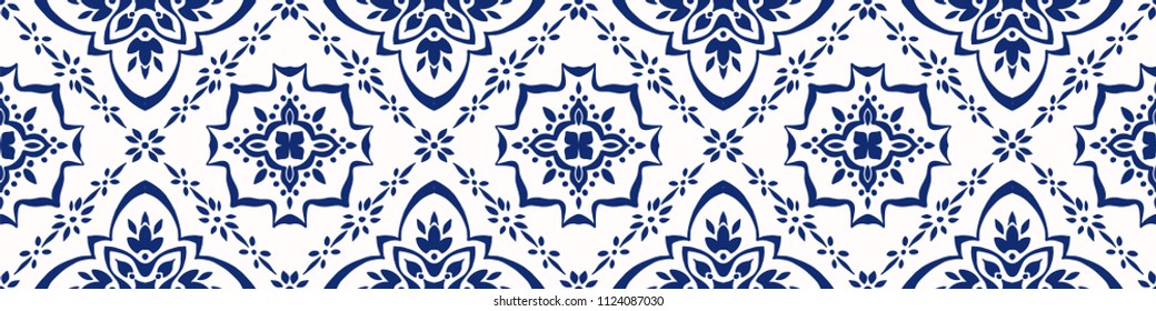 Talavera pattern.  Azulejos portugal. Turkish ornament. Moroccan tile mosaic. Spanish porcelain. Ceramic tableware, folk print. Spanish pottery. Ethnic background. Mediterranean seamless  wallpaper.