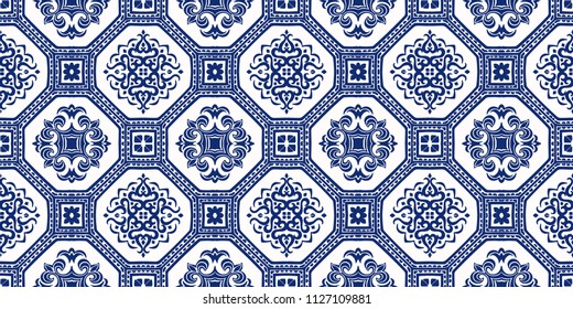 Talavera pattern.  Azulejos portugal. Turkish ornament. Moroccan tile mosaic. Spanish porcelain. Ceramic tableware, folk print. Spanish pottery. Ethnic background. Mediterranean seamless  wallpaper.