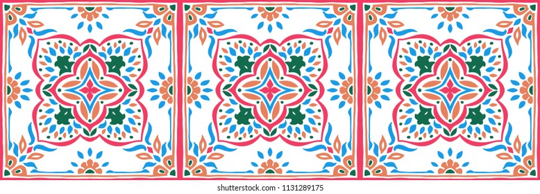 Talavera pattern.  Azulejos portugal. Turkish ornament. Moroccan tile mosaic. Spanish porcelain. Ceramic tableware, folk print. Spanish pottery. Ethnic background. Mediterranean seamless  wallpaper.