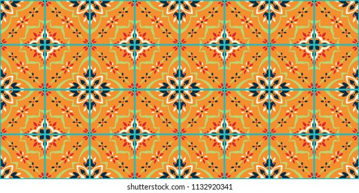 Talavera pattern.  Azulejos portugal. Turkish ornament. Moroccan tile mosaic. Spanish porcelain. Ceramic tableware, folk print. Spanish pottery. Ethnic background. Mediterranean seamless  wallpaper.