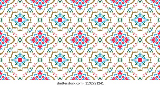 Talavera pattern.  Azulejos portugal. Turkish ornament. Moroccan tile mosaic. Spanish porcelain. Ceramic tableware, folk print. Spanish pottery. Ethnic background. Mediterranean seamless  wallpaper.