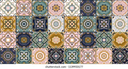 Talavera pattern.  Azulejos portugal. Turkish ornament. Moroccan tile mosaic. Spanish porcelain. Ceramic tableware, folk print. Spanish pottery. Ethnic background. Mediterranean seamless  wallpaper.