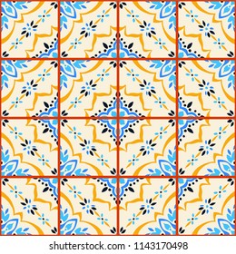 Talavera pattern.  Azulejos portugal. Turkish ornament. Moroccan tile mosaic. Spanish porcelain. Ceramic tableware, folk print. Spanish pottery. Ethnic background. Mediterranean seamless  wallpaper.