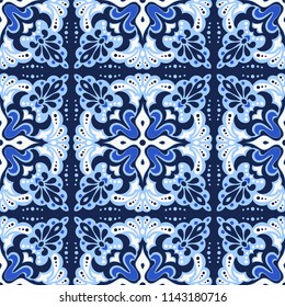 Talavera pattern.  Azulejos portugal. Turkish ornament. Moroccan tile mosaic. Spanish porcelain. Ceramic tableware, folk print. Spanish pottery. Ethnic background. Mediterranean seamless  wallpaper.