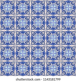 Talavera pattern.  Azulejos portugal. Turkish ornament. Moroccan tile mosaic. Spanish porcelain. Ceramic tableware, folk print. Spanish pottery. Ethnic background. Mediterranean seamless  wallpaper.