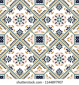 Talavera pattern.  Azulejos portugal. Turkish ornament. Moroccan tile mosaic. Spanish porcelain. Ceramic tableware, folk print. Spanish pottery. Ethnic background. Mediterranean seamless  wallpaper.