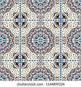 Talavera pattern.  Azulejos portugal. Turkish ornament. Moroccan tile mosaic. Spanish porcelain. Ceramic tableware, folk print. Spanish pottery. Ethnic background. Mediterranean seamless  wallpaper.