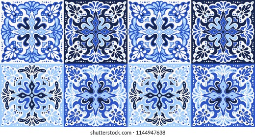 Talavera pattern.  Azulejos portugal. Turkish ornament. Moroccan tile mosaic. Spanish porcelain. Ceramic tableware, folk print. Spanish pottery. Ethnic background. Mediterranean seamless  wallpaper.