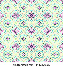 Talavera pattern.  Azulejos portugal. Turkish ornament. Moroccan tile mosaic. Spanish porcelain. Ceramic tableware, folk print. Spanish pottery. Ethnic background. Mediterranean seamless  wallpaper.