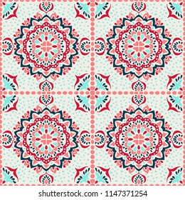 Talavera pattern.  Azulejos portugal. Turkish ornament. Moroccan tile mosaic. Spanish porcelain. Ceramic tableware, folk print. Spanish pottery. Ethnic background. Mediterranean seamless  wallpaper.