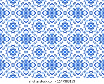 Talavera pattern.  Azulejos portugal. Turkish ornament. Moroccan tile mosaic. Spanish porcelain. Ceramic tableware, folk print. Spanish pottery. Ethnic background. Mediterranean seamless  wallpaper.