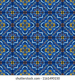 Talavera pattern.  Azulejos portugal. Turkish ornament. Moroccan tile mosaic. Spanish porcelain. Ceramic tableware, folk print. Spanish pottery. Ethnic background. Mediterranean seamless  wallpaper.