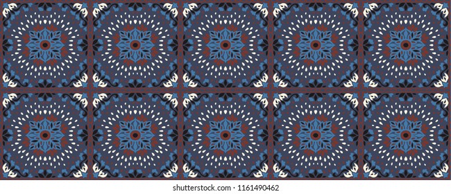 Talavera pattern.  Azulejos portugal. Turkish ornament. Moroccan tile mosaic. Spanish porcelain. Ceramic tableware, folk print. Spanish pottery. Ethnic background. Mediterranean seamless  wallpaper.