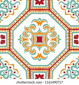 Talavera pattern.  Azulejos portugal. Turkish ornament. Moroccan tile mosaic. Spanish porcelain. Ceramic tableware, folk print. Spanish pottery. Ethnic background. Mediterranean seamless  wallpaper.