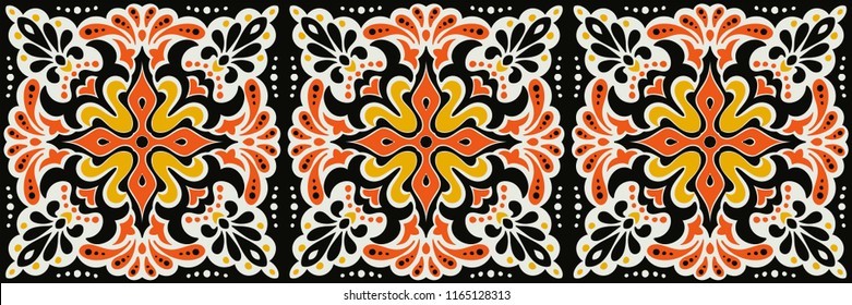 Talavera pattern.  Azulejos portugal. Turkish ornament. Moroccan tile mosaic. Spanish porcelain. Ceramic tableware, folk print. Spanish pottery. Ethnic background. Mediterranean seamless  wallpaper.