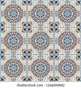 Talavera pattern.  Azulejos portugal. Turkish ornament. Moroccan tile mosaic. Spanish porcelain. Ceramic tableware, folk print. Spanish pottery. Ethnic background. Mediterranean seamless  wallpaper.