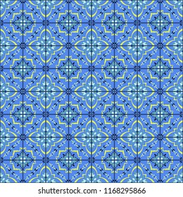 Talavera pattern.  Azulejos portugal. Turkish ornament. Moroccan tile mosaic. Spanish porcelain. Ceramic tableware, folk print. Spanish pottery. Ethnic background. Mediterranean seamless  wallpaper.