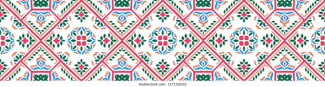 Talavera pattern.  Azulejos portugal. Turkish ornament. Moroccan tile mosaic. Spanish porcelain. Ceramic tableware, folk print. Spanish pottery. Ethnic background. Mediterranean seamless  wallpaper.