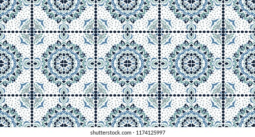 Talavera pattern.  Azulejos portugal. Turkish ornament. Moroccan tile mosaic. Spanish porcelain. Ceramic tableware, folk print. Spanish pottery. Ethnic background. Mediterranean seamless  wallpaper.