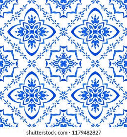 Talavera pattern.  Azulejos portugal. Turkish ornament. Moroccan tile mosaic. Spanish porcelain. Ceramic tableware, folk print. Spanish pottery. Ethnic background. Mediterranean seamless  wallpaper.