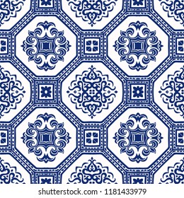 Talavera pattern.  Azulejos portugal. Turkish ornament. Moroccan tile mosaic. Spanish porcelain. Ceramic tableware, folk print. Spanish pottery. Ethnic background. Mediterranean seamless  wallpaper.