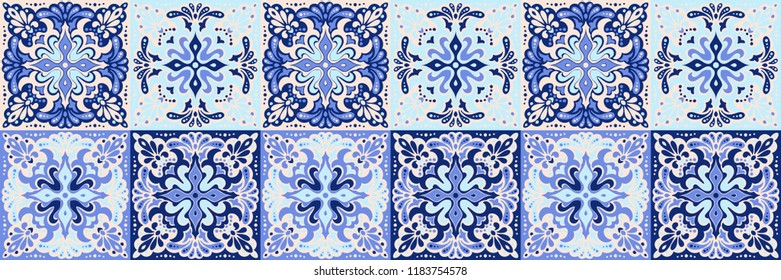 Talavera pattern.  Azulejos portugal. Turkish ornament. Moroccan tile mosaic. Spanish porcelain. Ceramic tableware, folk print. Spanish pottery. Ethnic background. Mediterranean seamless  wallpaper.