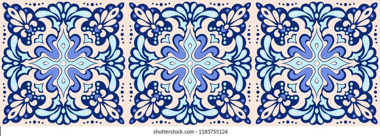 Talavera pattern.  Azulejos portugal. Turkish ornament. Moroccan tile mosaic. Spanish porcelain. Ceramic tableware, folk print. Spanish pottery. Ethnic background. Mediterranean seamless  wallpaper.