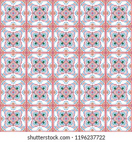 Talavera pattern.  Azulejos portugal. Turkish ornament. Moroccan tile mosaic. Spanish porcelain. Ceramic tableware, folk print. Spanish pottery. Ethnic background. Mediterranean seamless  wallpaper.