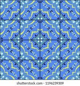 Talavera pattern.  Azulejos portugal. Turkish ornament. Moroccan tile mosaic. Spanish porcelain. Ceramic tableware, folk print. Spanish pottery. Ethnic background. Mediterranean seamless  wallpaper.