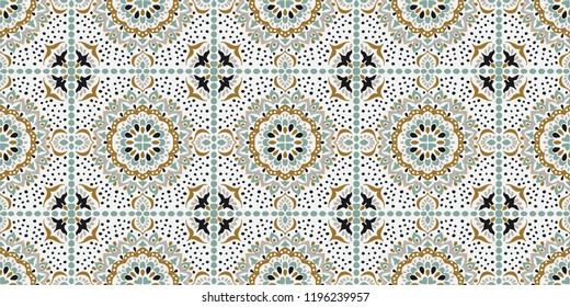 Talavera pattern.  Azulejos portugal. Turkish ornament. Moroccan tile mosaic. Spanish porcelain. Ceramic tableware, folk print. Spanish pottery. Ethnic background. Mediterranean seamless  wallpaper.