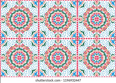 Talavera pattern.  Azulejos portugal. Turkish ornament. Moroccan tile mosaic. Spanish porcelain. Ceramic tableware, folk print. Spanish pottery. Ethnic background. Mediterranean seamless  wallpaper.