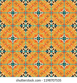 Talavera pattern.  Azulejos portugal. Turkish ornament. Moroccan tile mosaic. Spanish porcelain. Ceramic tableware, folk print. Spanish pottery. Ethnic background. Mediterranean seamless  wallpaper.