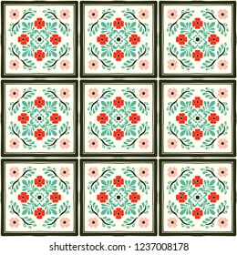 Talavera pattern. Azulejos portugal. Turkish ornament. Moroccan tile mosaic. Spanish porcelain. Ceramic tableware, folk print. Spanish pottery. Ethnic background. Mediterranean seamless wallpaper.