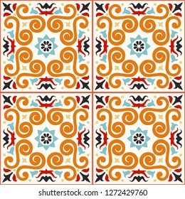 Talavera pattern. Azulejos portugal. Turkish ornament. Moroccan tile mosaic. Spanish porcelain. Ceramic tableware, folk print. Asian pottery. Ethnic background. Mediterranean  wallpaper. Art Deco.