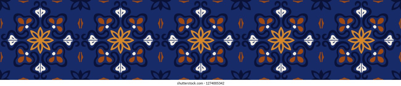 Talavera pattern. Azulejos portugal. Turkish ornament. Moroccan tile mosaic. Spanish porcelain. Ceramic tableware, folk print. Asian pottery. Ethnic background. Mediterranean seamless wallpaper.