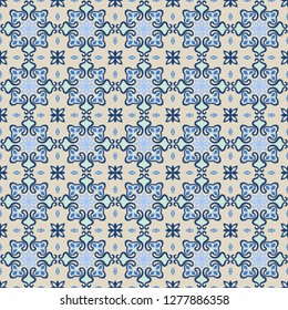 Talavera pattern. Azulejos portugal. Turkish ornament. Moroccan tile mosaic. Spanish porcelain. Ceramic tableware, folk print. Asian pottery. Ethnic background. Mediterranean seamless wallpaper.