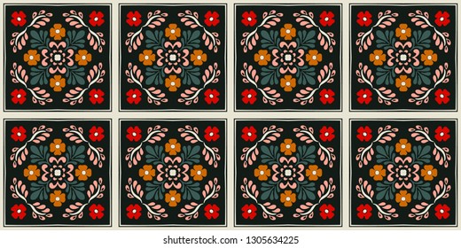 Talavera pattern. Azulejos portugal. Turkish ornament. Moroccan tile mosaic. Spanish porcelain. Ceramic tableware, folk print. Spanish pottery. Ethnic background. Mediterranean seamless wallpaper.