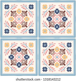 Talavera pattern. Azulejos portugal. Turkish ornament. Moroccan tile mosaic. Spanish porcelain. Ceramic tableware, folk print. Spanish pottery. Ethnic background. Mediterranean seamless wallpaper.