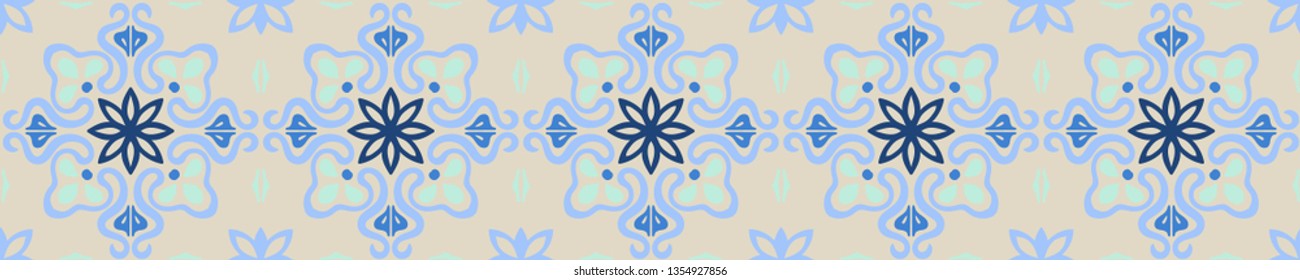 Talavera pattern. Azulejos portugal. Turkish ornament. Moroccan tile mosaic. Spanish porcelain. Ceramic tableware, folk print. Asian pottery. Ethnic background. Mediterranean seamless wallpaper.