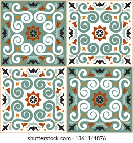 Talavera pattern. Azulejos portugal. Turkish ornament. Moroccan tile mosaic. Spanish porcelain. Ceramic tableware, folk print. Asian pottery. Ethnic background. Mediterranean  wallpaper. Art Deco.