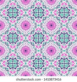 Talavera pattern. Azulejos portugal. Turkish ornament. Moroccan tile mosaic. Spanish porcelain. Ceramic tableware, folk print. Asian pottery. Ethnic background. Mediterranean seamless wallpaper.