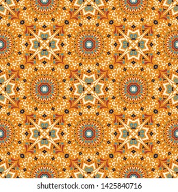 Talavera pattern. Azulejos portugal. Turkish ornament. Moroccan tile mosaic. Spanish porcelain. Ceramic tableware, folk print. Asian pottery. Ethnic background. Mediterranean seamless wallpaper. 