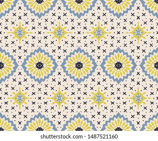Talavera pattern. Azulejos portugal. Turkish ornament. Moroccan tile mosaic. Spanish porcelain. Ceramic tableware, folk print. Asian pottery. Ethnic background. Mediterranean wallpaper. Art Deco.